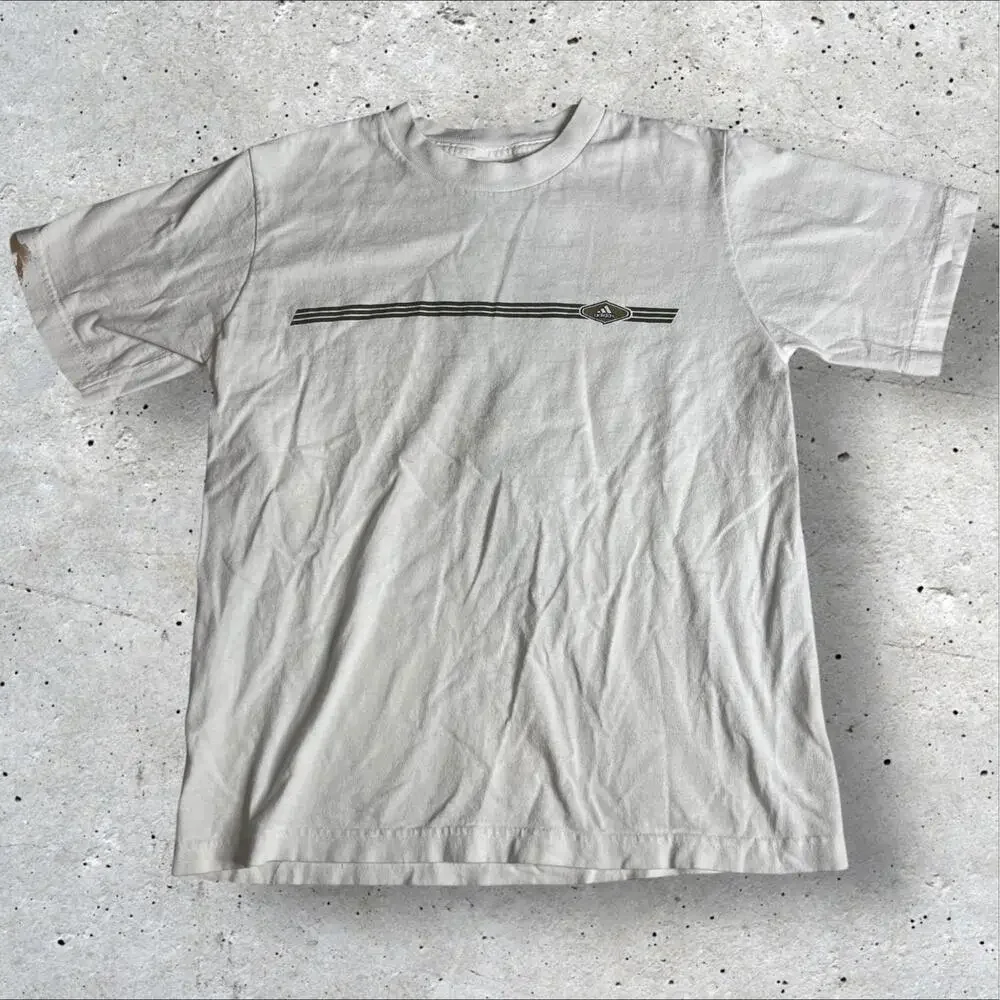 Vintage Y2K 90s Adidas Double Sided Big Logo Tee Gray TShirt Size L‎